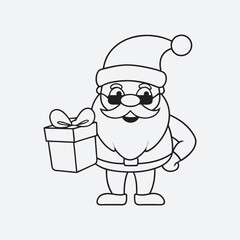 Christmas Santa character vector art illustration . line art and coloring page art . 
