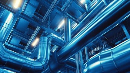 Obraz premium Industrial zone in cool blue