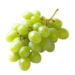  Seedless Fruits - Thompson Seedless Grapes. A cluster of Thompson Seedless Grapes with a light green color, isolated on transparent backdrop.