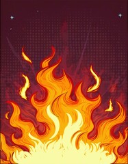 Comic book fantastic fire flames, smoke backgrounds. Design template page. Hand drawn vector art illustration.