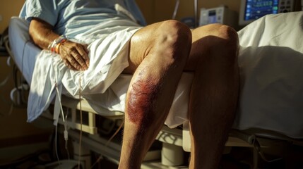Bruised leg hospital patient photo