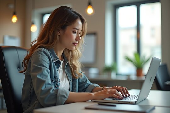 Working on a laptop in a cozy environment

