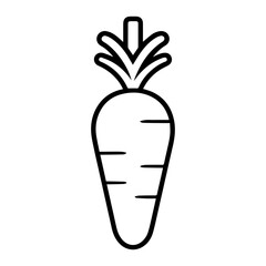 carrot icon or modern line symbol. Vector line art and icon design with bold outline. Black and white Pixel Perfect minimalistic symbol isolated white background. Silhouette simple thin sign