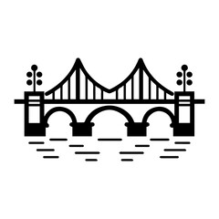 bridge icon or modern line symbol. Vector line art and icon design with bold outline. Black and white Pixel Perfect minimalistic symbol isolated white background. Silhouette simple thin sign
