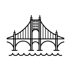 bridge icon or modern line symbol. Vector line art and icon design with bold outline. Black and white Pixel Perfect minimalistic symbol isolated white background. Silhouette simple thin sign