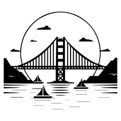 bridge icon or modern line symbol. Vector line art and icon design with bold outline. Black and white Pixel Perfect minimalistic symbol isolated white background. Silhouette simple thin sign