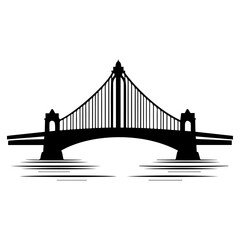 bridge icon or modern line symbol. Vector line art and icon design with bold outline. Black and white Pixel Perfect minimalistic symbol isolated white background. Silhouette simple thin sign