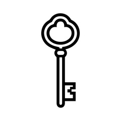 key icon or modern line symbol. Vector line art and icon design with bold outline. Black and white Pixel Perfect minimalistic symbol isolated white background. Silhouette simple thin sign