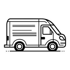 van icon or modern line symbol. Vector line art and icon design with bold outline. Black and white Pixel Perfect minimalistic symbol isolated white background. Silhouette simple thin sign