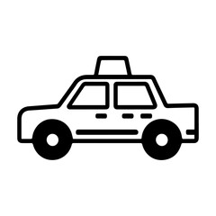 taxi icon or modern line symbol. Vector line art and icon design with bold outline. Black and white Pixel Perfect minimalistic symbol isolated white background. Silhouette simple thin sign