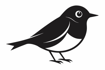 A cute American Robin bird for log silhouette black Vector art illustration