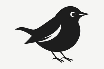 A cute American Robin bird for log silhouette black Vector art illustration