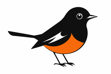 A cute American Robin bird for log silhouette black Vector art illustration