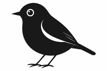 A cute American Robin bird for log silhouette black Vector art illustration