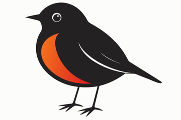 A cute American Robin bird for log silhouette black Vector art illustration