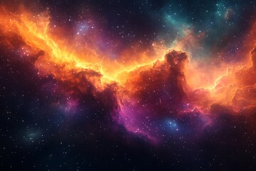 Obraz premium A breathtaking nebula of vibrant colors illuminates the vast expanse of space.