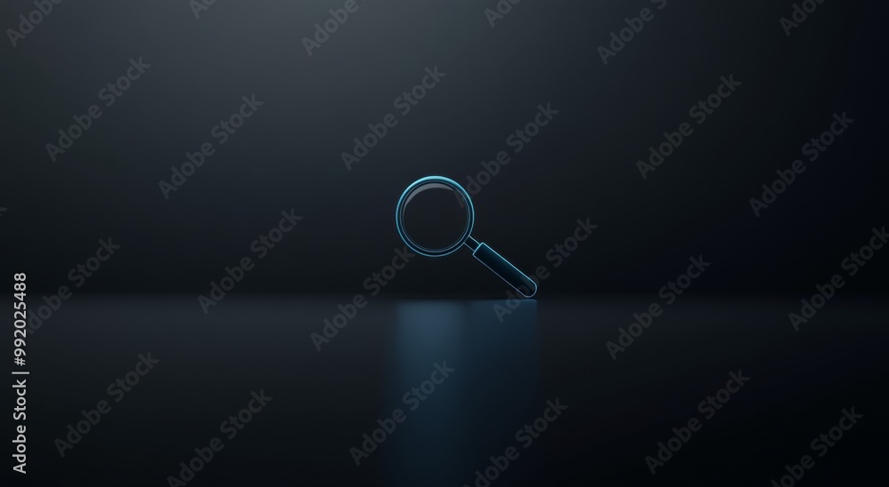 Poster minimalistic web search bar with a magnifying glass icon, designed against a black background, featu