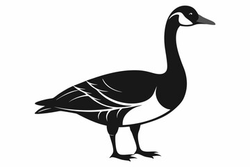 A cute Canada Goose bird for log silhouette black Vector art illustration