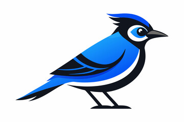 A cute Blue Jay bird for log silhouette black Vector art illustration 