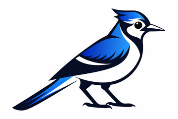 A cute Blue Jay bird for log silhouette black Vector art illustration 