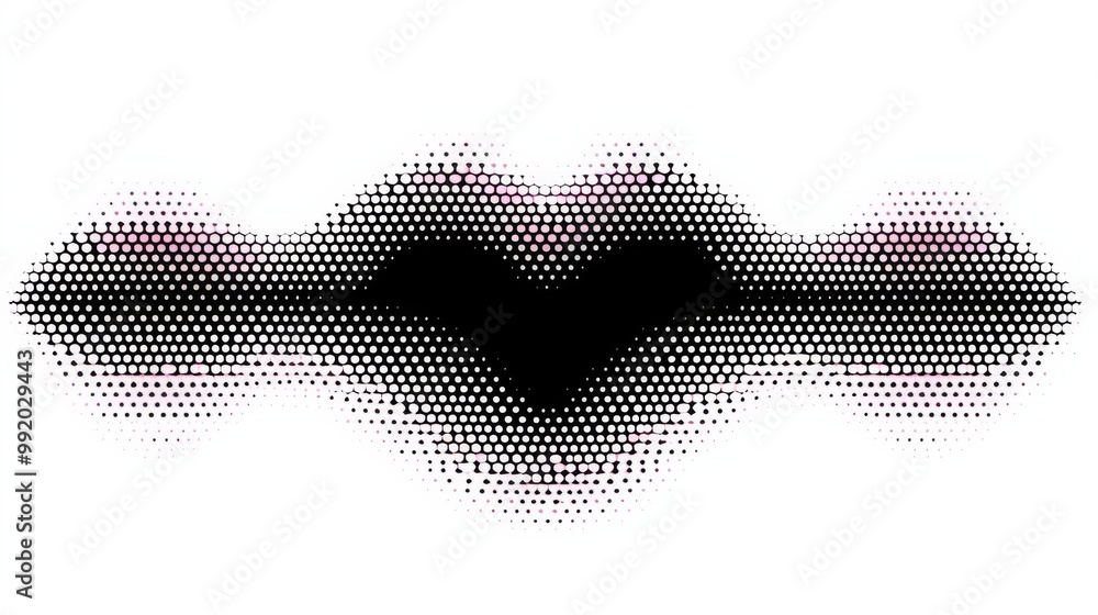 Poster abstract black halftone pattern representing an audio waveform, this minimalist composition features