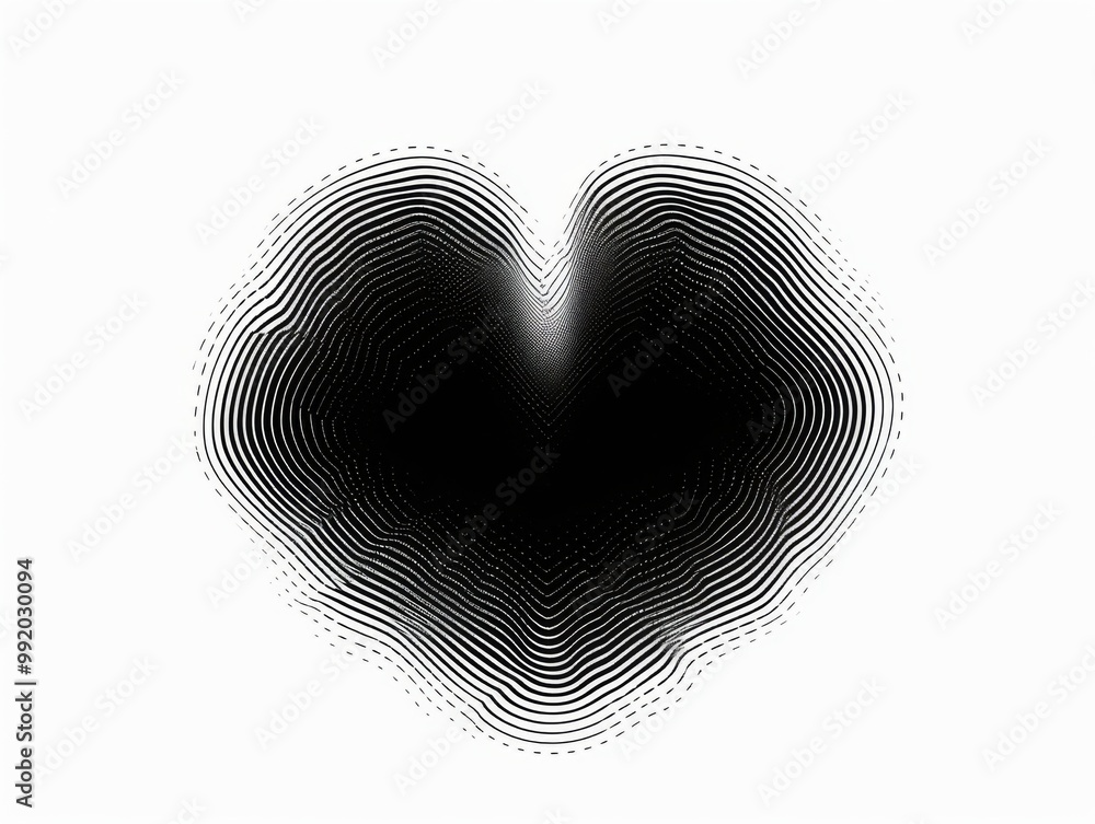 Poster abstract black halftone pattern representing an audio waveform, this minimalist composition features