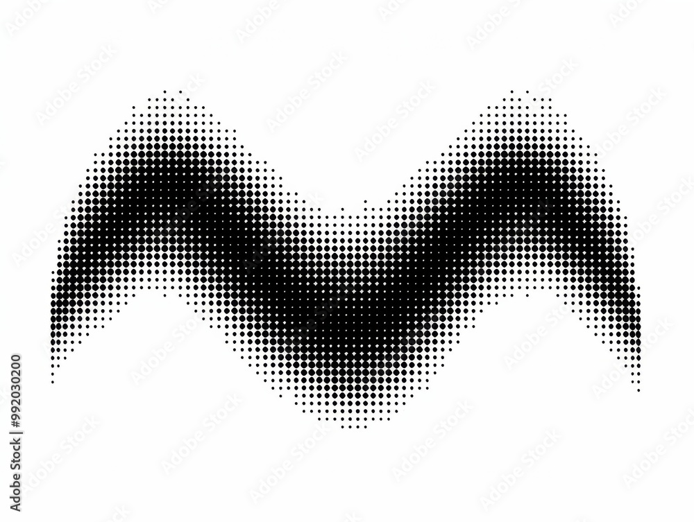 Poster abstract black halftone pattern representing an audio waveform, this minimalist composition features