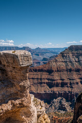 Scenic view of Grand Canyon at noon on a sunny day with blue sky, Arizona, USA