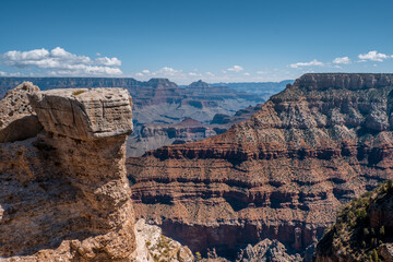 Scenic view of Grand Canyon at noon on a sunny day with blue sky, Arizona, USA