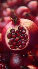 Ultra-Realistic Pomegranate Image with Sharp Focus on Seed and Skin Textures