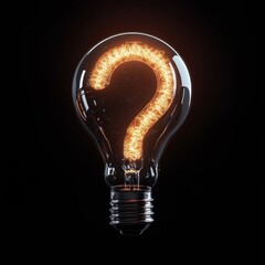 Creative concept of a question mark transforming into an electric lamp, symbolizing the journey of innovation, search for solutions, and the riddles of knowledge and intelligence.

