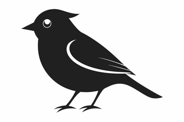 Obraz premium A cute Cedar Waxwing bird for log silhouette black Vector art illustration