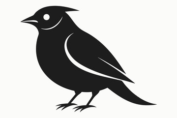 A cute Cedar Waxwing bird for log silhouette black Vector art illustration