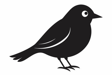 A cute Cedar Waxwing bird for log silhouette black Vector art illustration