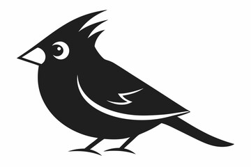 A cute Cardinal bird for log silhouette black Vector art illustration
