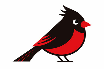 A cute Cardinal bird for log silhouette black Vector art illustration