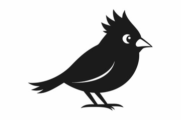 A cute Cardinal bird for log silhouette black Vector art illustration