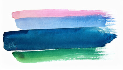 Fototapeta premium Abstract brush strokes, colorful pattern. Watercolor painting style. Design element, white backdrop