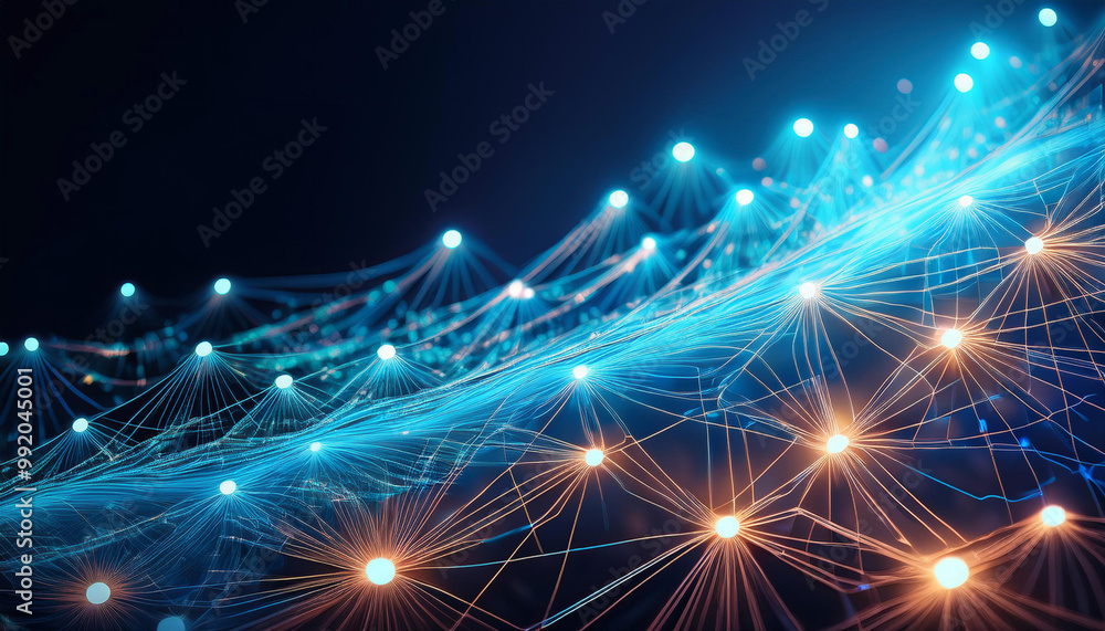 Poster close-up of digital networks and connectivity, representing the internet and online communication