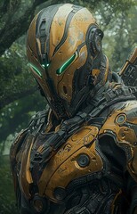 Futuristic Warrior in a High-Tech Battle Suit