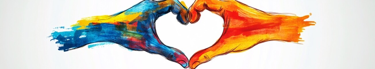 Colorful hand silhouette forming a heart, diversity equity inclusion