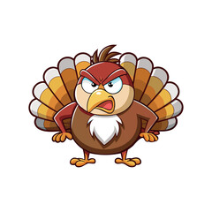 Angry Cartoon Turkey Character Illustration – Perfect for Thanksgiving Designs