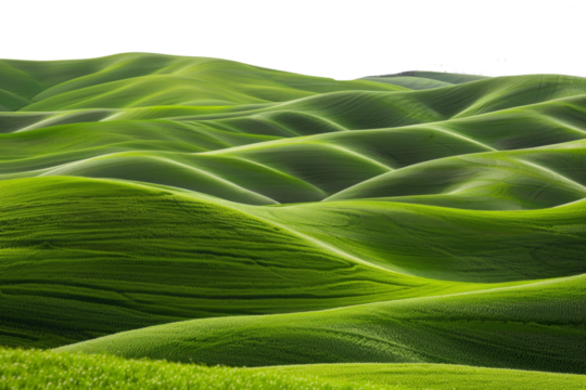 rolling green hills, vibrant green grass, isolated on white