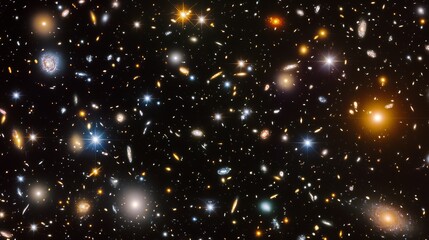 Fototapeta premium Cosmic tapestry adorned with twinkling stars, a celestial backdrop where galaxies dance in the vast expanse of space.