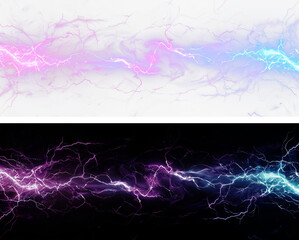 Vibrant electric blue lightning effects beautifully striking against a dark backdrop, creating...