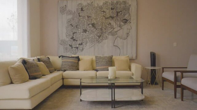 Interior de casa residencial, comedor y sala de estar 
