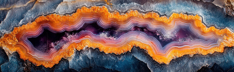 Obraz premium colourful, layered patterns of a geode slice