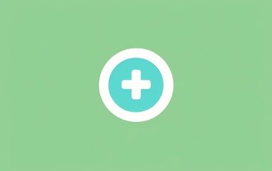 Obraz premium logo with blue and green color scheme, featuring a central medical cross symbol inside a circle on a solid white background, suitable for healthcare or business branding.