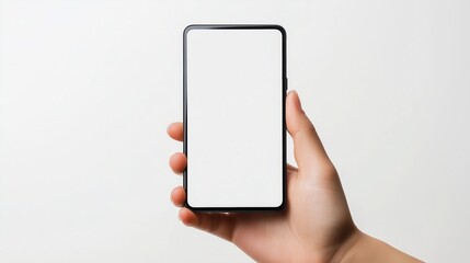 hand holding a white screen smart phone