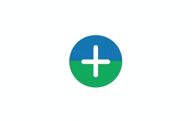 Fototapeta premium blue and green logo with a medical cross inside a circle, simple and clean design for a business logo on a white background.